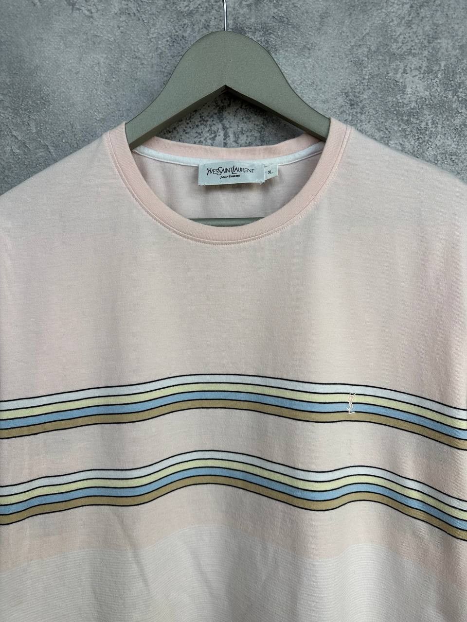 Yves Saint Laurent Yves Saint Laurent YSL Striped T-Shirt Crew Neck Pink Tee Size US XL / EU 56 / 4 - 4 Thumbnail