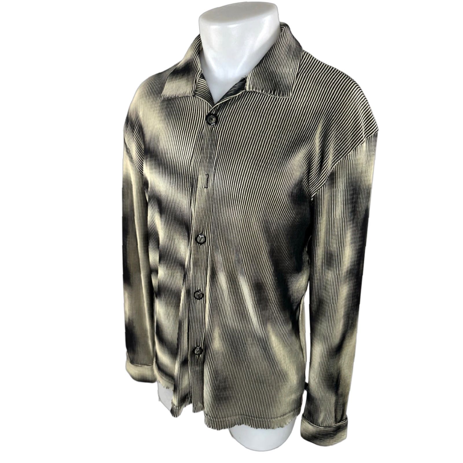 Vintage YMLA Vintage 1990s Ribbed Shiny Clubbing Club Rave Positano Style M Shirt Mens Size US M / EU 48-50 / 2 - 1 Thumbnail
