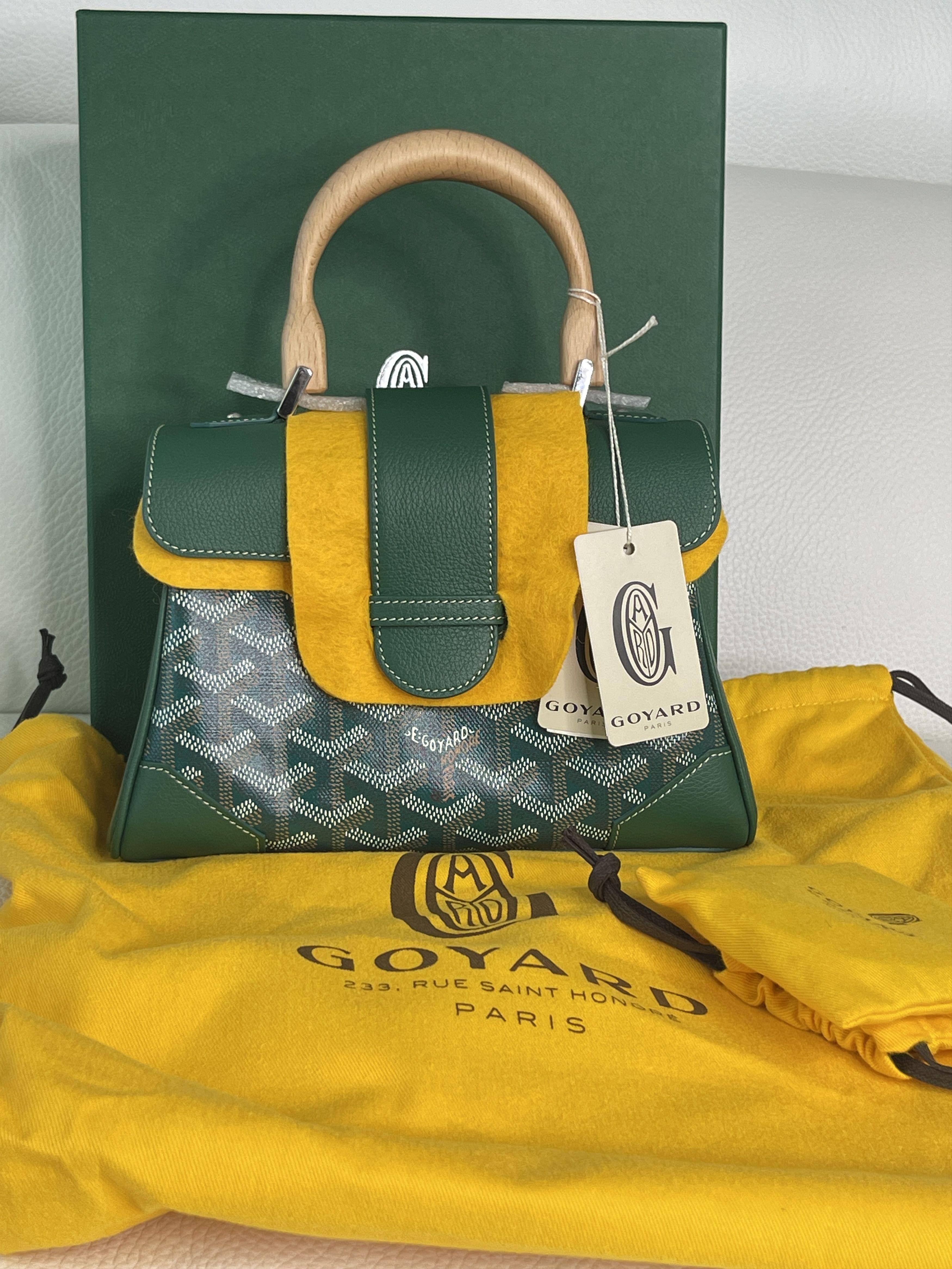 GOYARD  GREEN MINI SAIGON IN GOYARDINE CANVAS AND