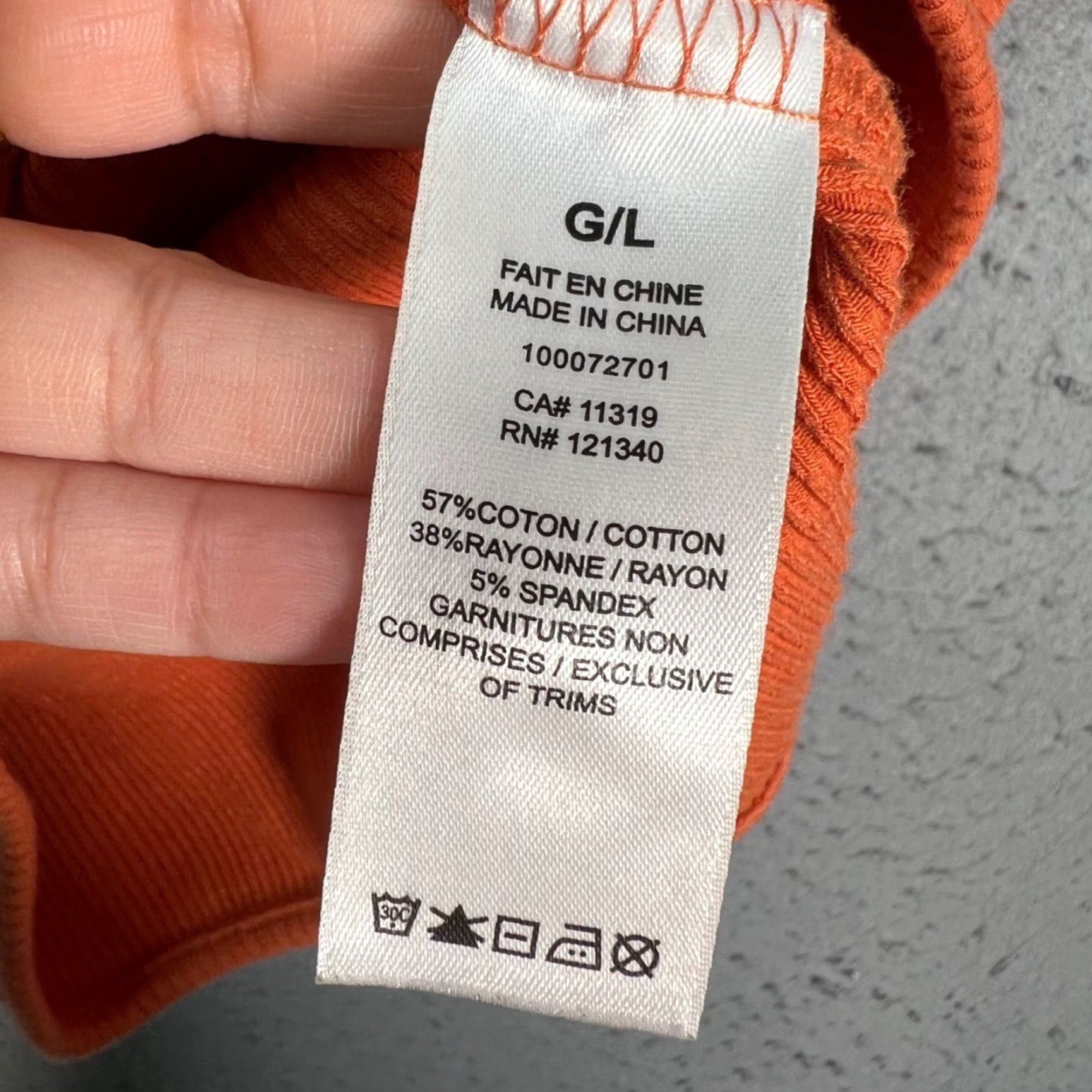Garage Garage Large Orange Ribbed Cropped T-Shirt Short Sleeve Stretch Fabric Women’s Adult L Orange Cropped Shirt 90s? Size L / US 10 / IT 46 - 4 Thumbnail