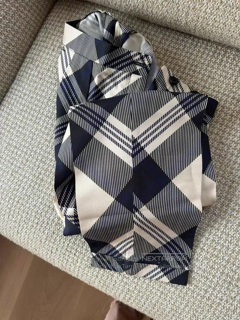 Dries Van Noten Dries Van Noten Navy Plaid Trousers Size 39" - 4 Thumbnail