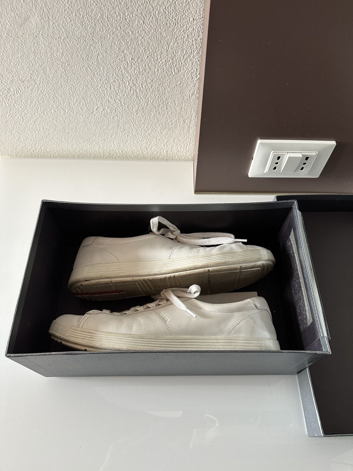 Prada Prada White Calf Leather Sneakers Size US 8 / EU 41 - 8 Thumbnail