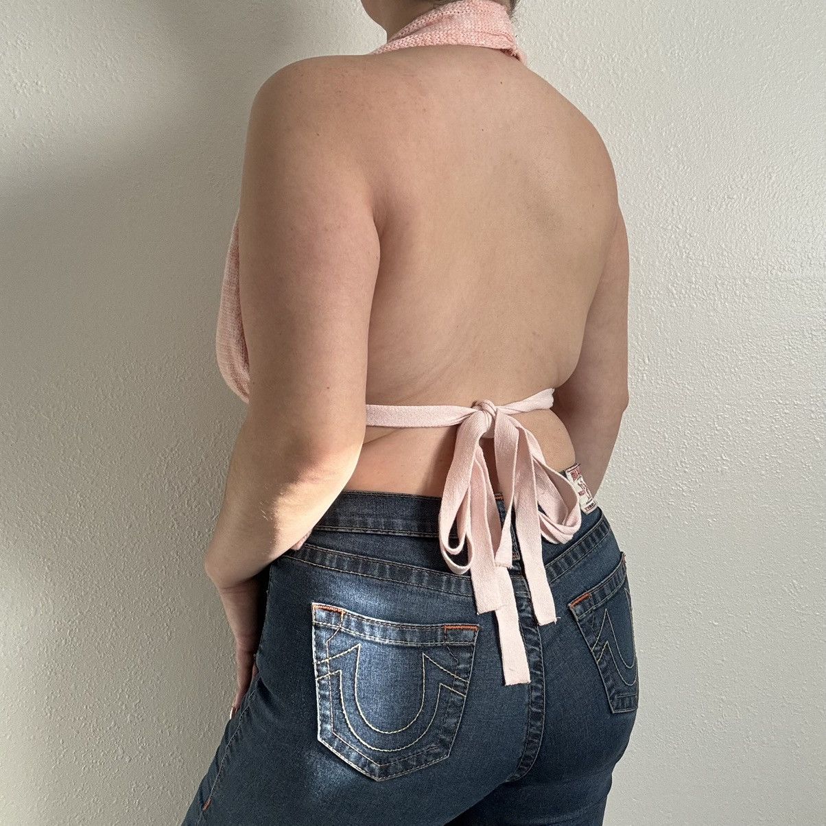 Other Handmade Y2K Vibes Light Baby Pink Sweater Backless Top Size ONE SIZE - 2 Thumbnail