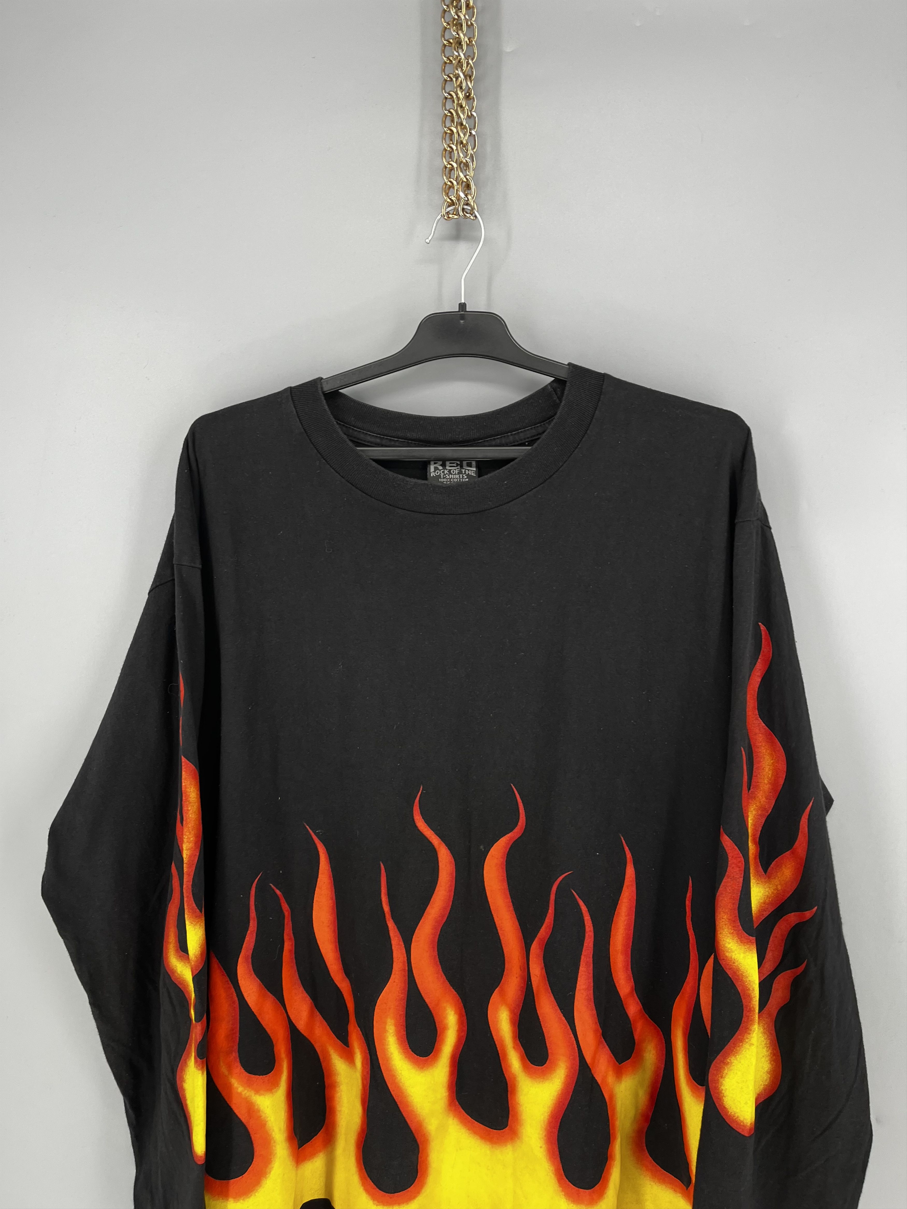 Vintage Vintage Y2K Flame All Over Print Longsleeve Tee Size US L / EU 52-54 / 3 - 6 Thumbnail