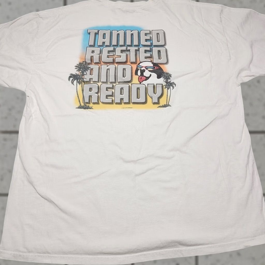 Big Dogs VINTAGE Big Dogs Graphic Tee Men 2XL White Short Sleeve Crew Neck Rested And Ready 2004 T-Shirt Mens Size US XXL / EU 58 / 5 - 1 Thumbnail
