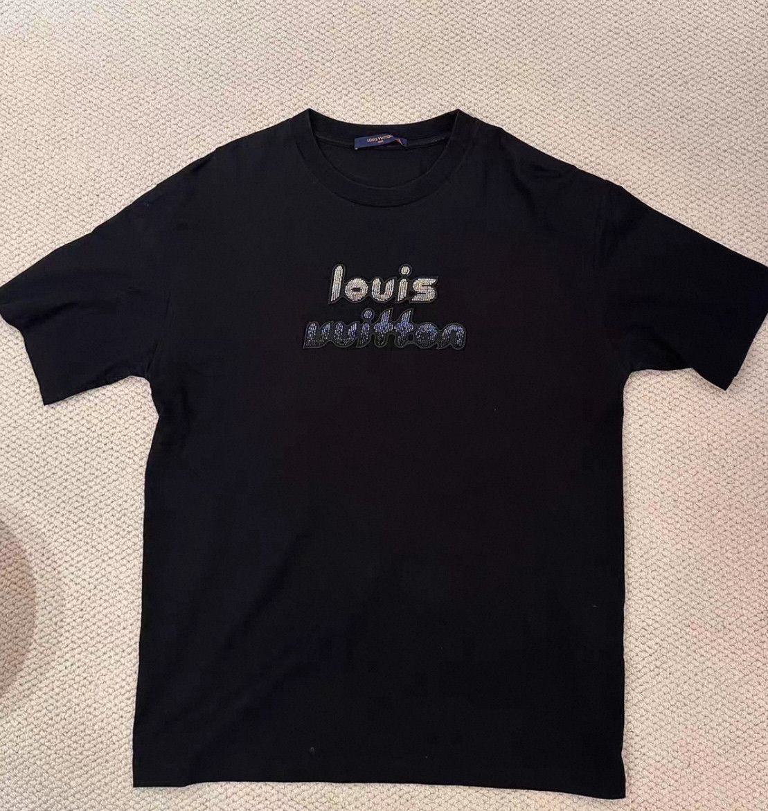 Louis Vuitton Louis Vuitton Black Chest Beaded Letter Logo Short Sleeve Size US XL / EU 56 / 4 - 1 Thumbnail