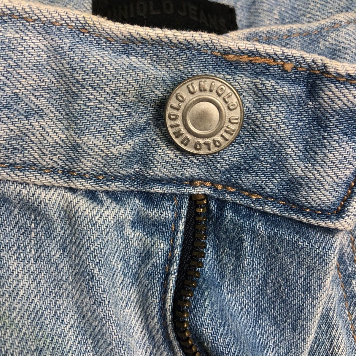 Japanese Brand Distressed Ripped Blue Jeans High Rise Straight Leg Uniqlo Size US 34 / EU 50 - 19 Thumbnail