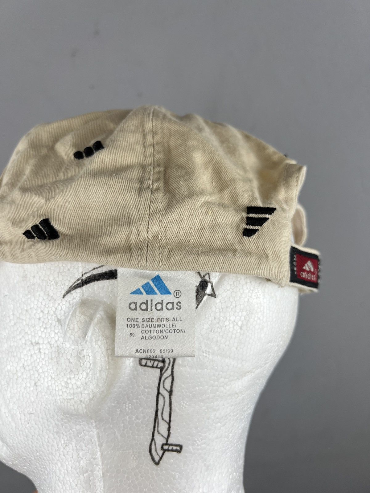 Adidas × Vintage Vintage 80s Adidas multi logo Y2K Punk style cap Size ONE SIZE - 4 Thumbnail