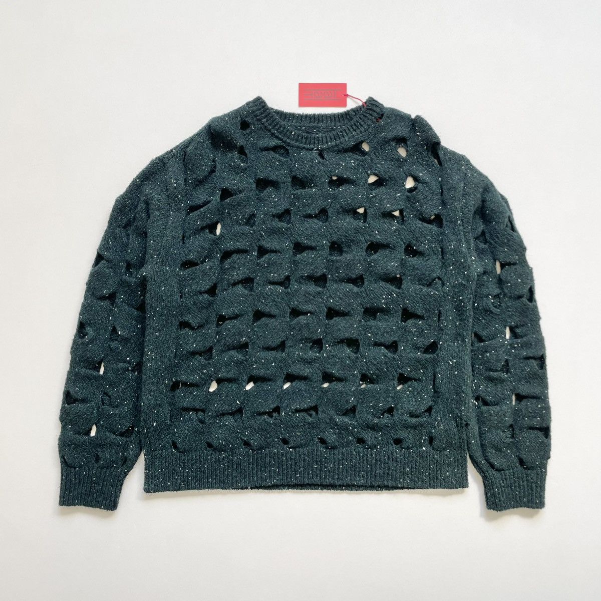 Issey Miyake Forest Green Cut Out Wool ‘Nest Knit’ Size US M / EU 48-50 / 2 - 21 Thumbnail