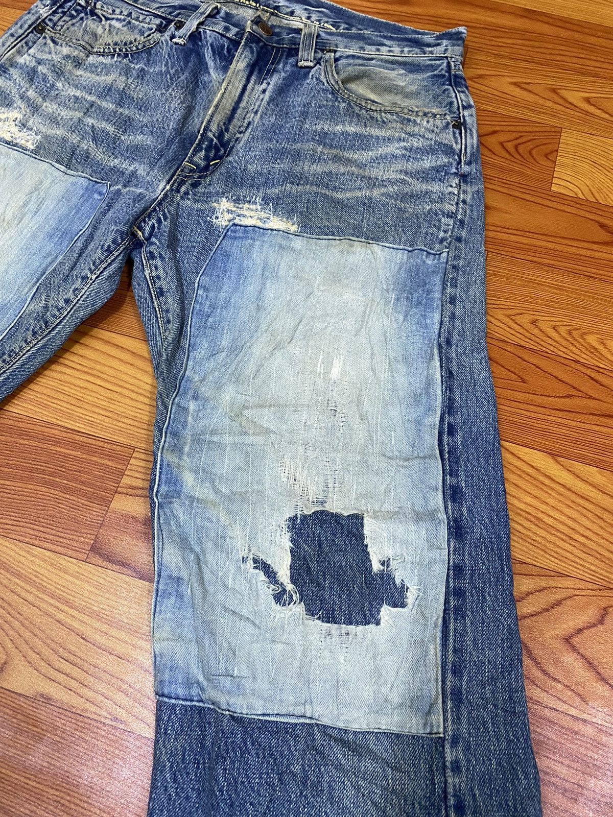 Blue Blue Japan Rare!! Blue Blue Jeans Denim Boro Distressed Style Size US 31 - 3 Thumbnail