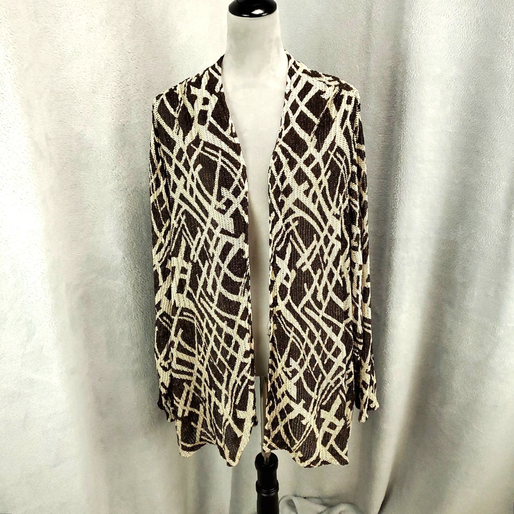 Vintage Maggie Barnes Cardigan Womens 3X Open Knit Front Lightweight 26 28 Flowy Nylon Size XXL / US 16-18 / IT 52-54 - 2 Thumbnail