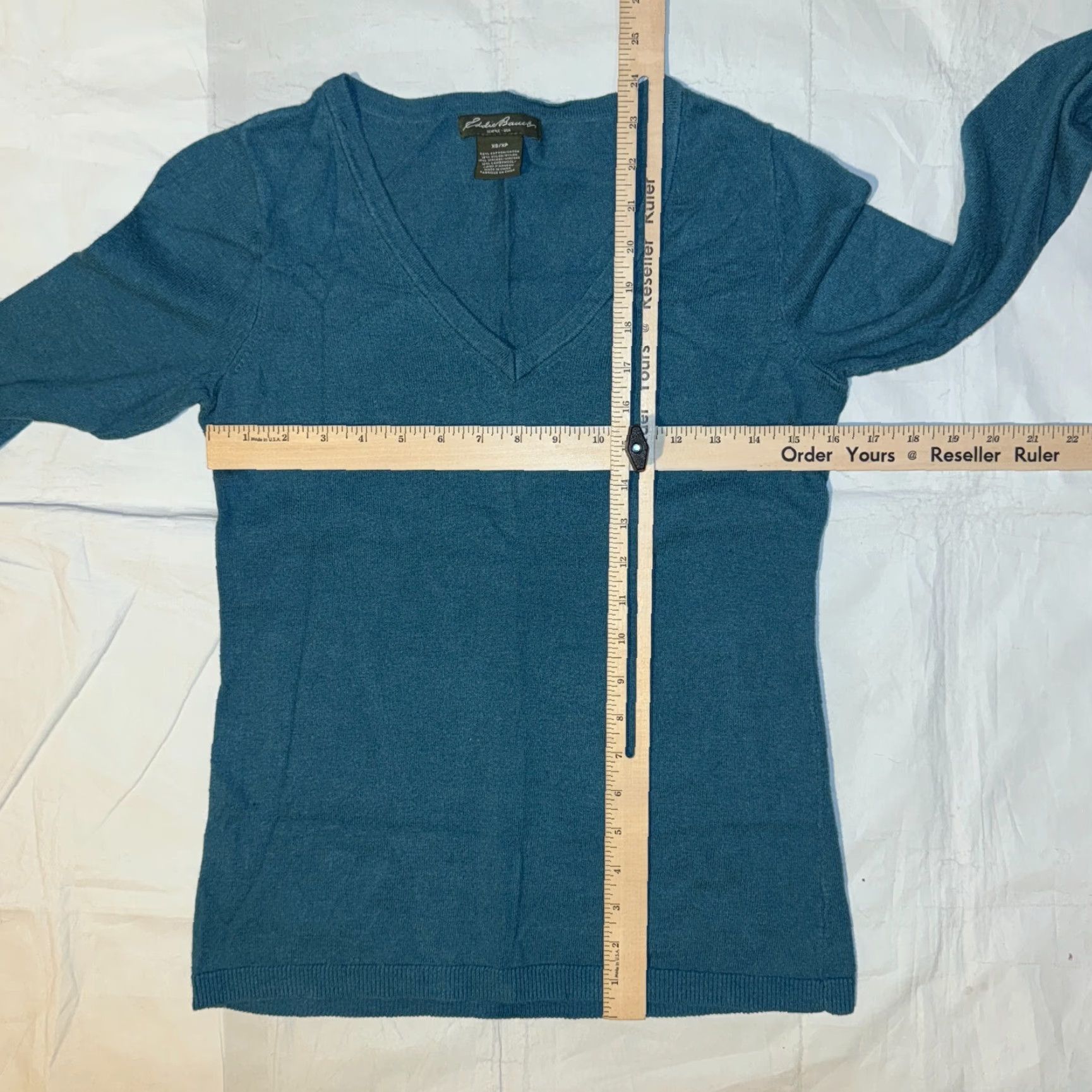 Eddie Bauer Eddie Bauer Cotton Blend Blue Pullover Sweater XS Long Sleeve V-Neck Regular Fit Womens Pullover Knit Soft Classic Outdoor Casual Winter Fall Spring Size XS / US 0-2 / IT 36-38 - 3 Thumbnail