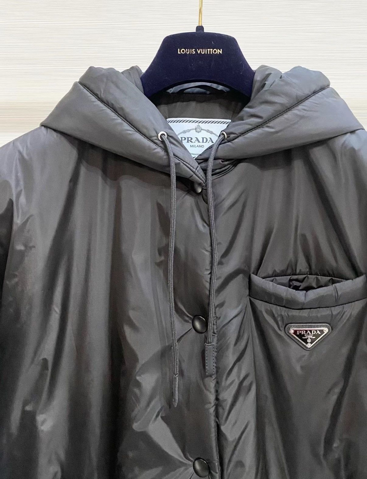 Prada Prada Classic Black Nylon Hooded Cotton Coat J33 Size XS / US 0-2 / IT 36-38 - 3 Thumbnail