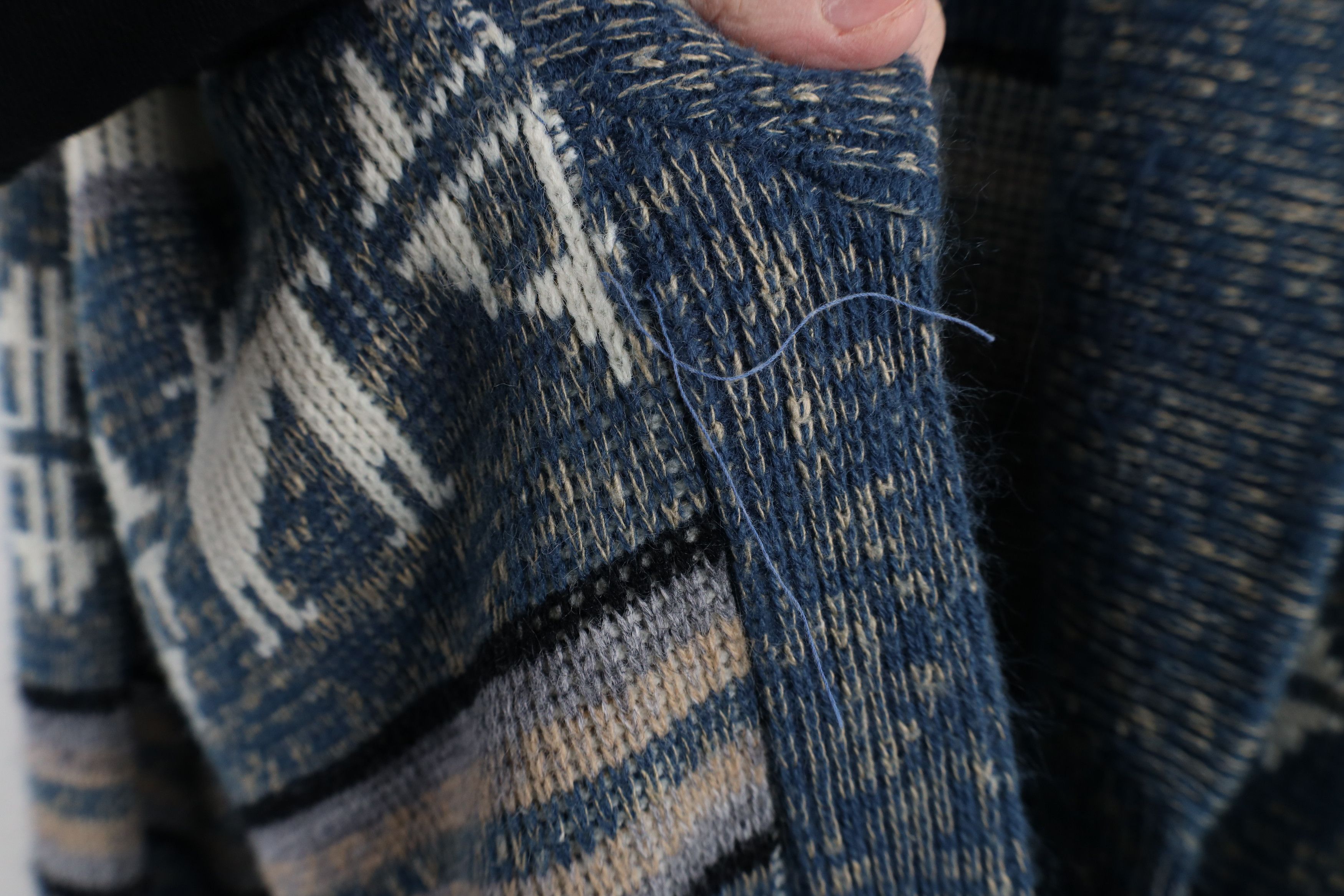 Vintage Vintage 70s Fair Isle Open Front Shawl Cardigan Sweater USA Size US XL / EU 56 / 4 - 4 Thumbnail