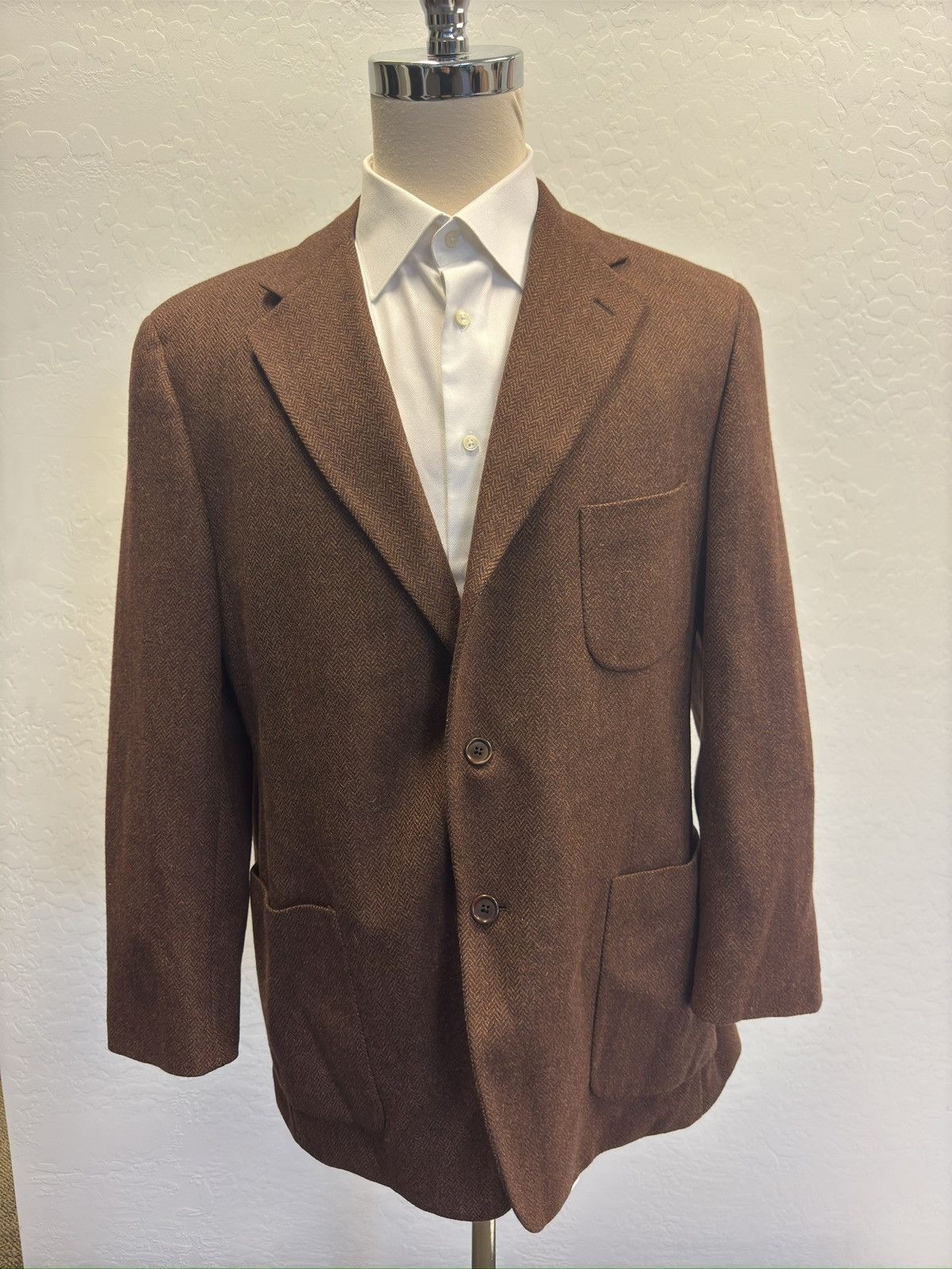 Paul Stuart Paul Stuart Herringbone Soft Wool Unconstructed Suit Jacket Size 46R - 1 Thumbnail