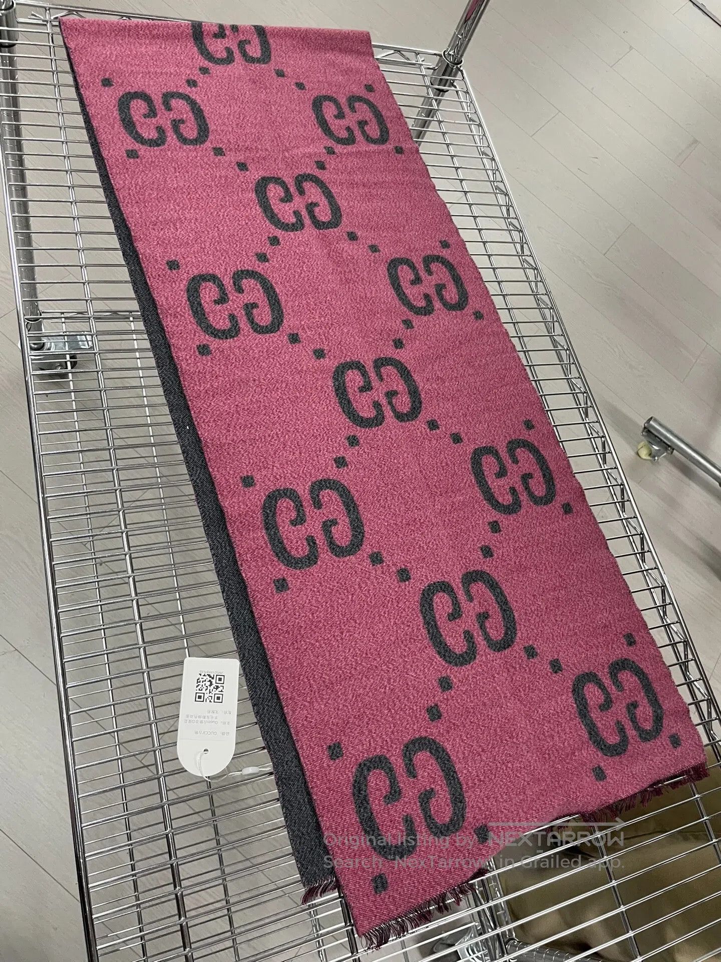 Gucci Guicci Pink and gray color block double G jacquard wool sc Size ONE SIZE - 1 Thumbnail