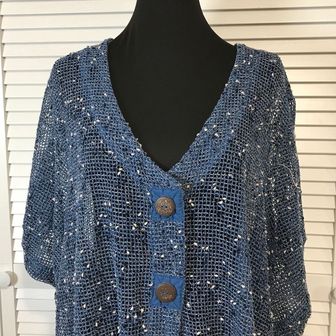 Blair NWOT Blair Boho Navy Blue Mesh Flowy Oversized Blouse XL Size XL / US 12-14 / IT 48-50 - 4 Thumbnail