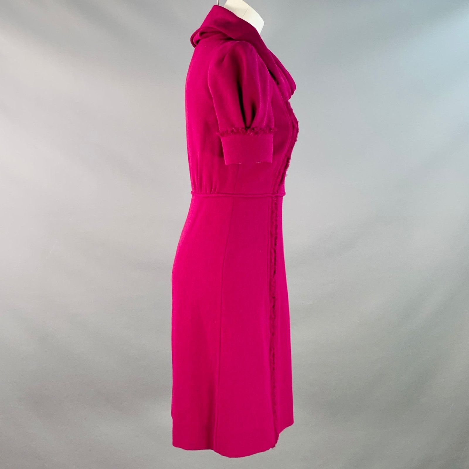 Marc by Marc Jacobs Size 2 Purple Wool Short Sleeve Raw Edge Dress Size XS / US 0-2 / IT 36-38 - 3 Thumbnail