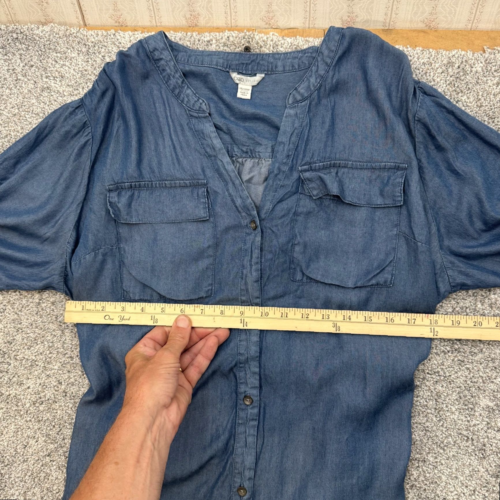 Vintage Cato Shirt Dress 18/20W Plus Buttons Front High Low Pockets Western Farm Cottagecore Size XXL / US 16-18 / IT 52-54 - 3 Thumbnail