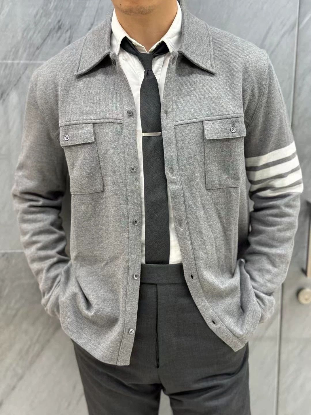 Thom Browne Thom Browne Classic Charcoal Gray Wool Tie Size ONE SIZE - 6 Thumbnail
