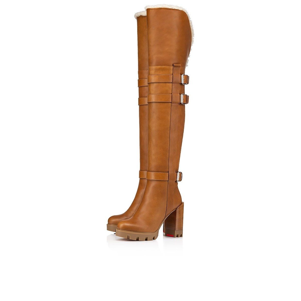 Christian Louboutin o1s1wg110325 Brodeback Lug Botta Alta in Brown Size US 7 / IT 37 - 1 Thumbnail