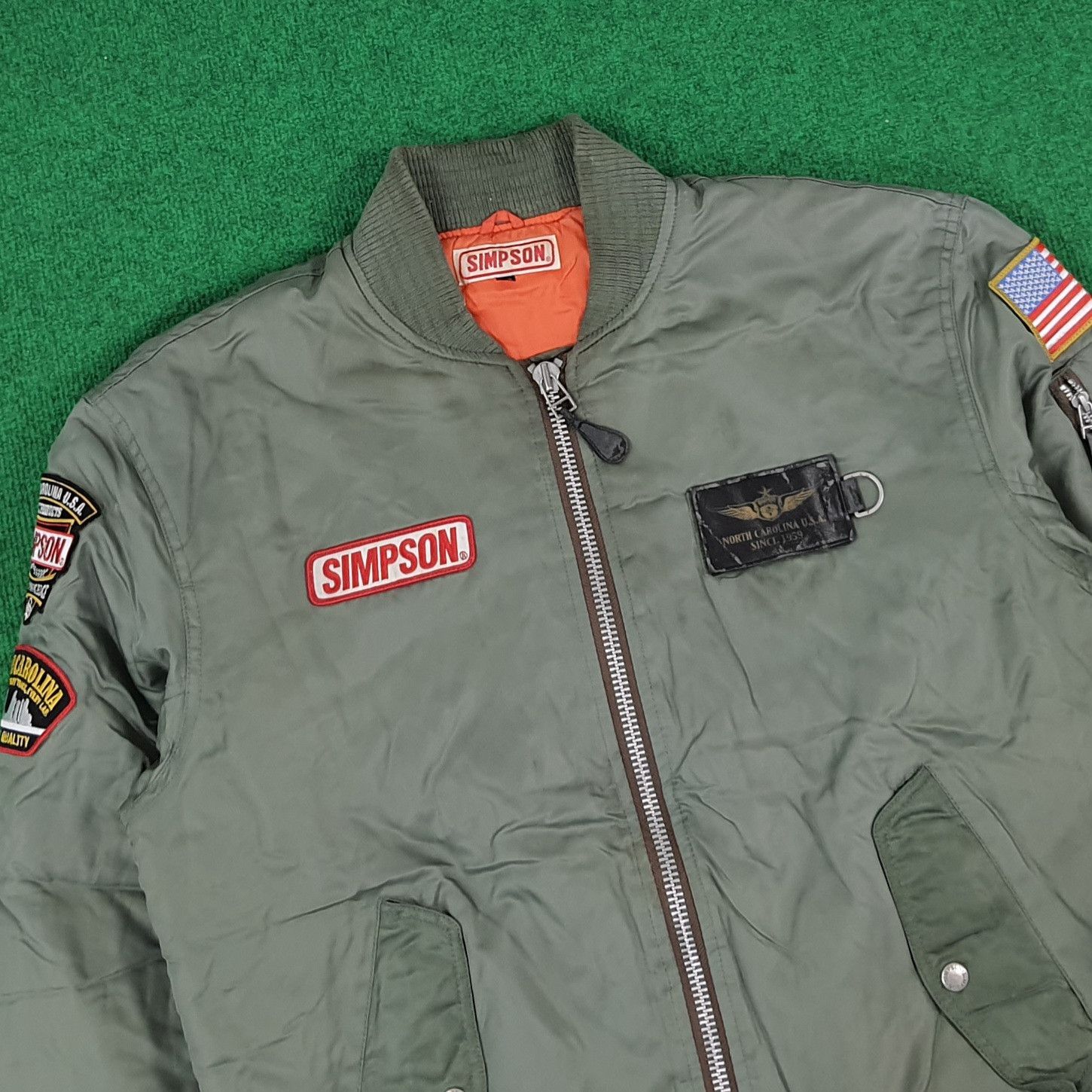 Vintage Vintage North Carolina SIMPSON USA Bomber Jacket Size US L / EU 52-54 / 3 - 4 Thumbnail