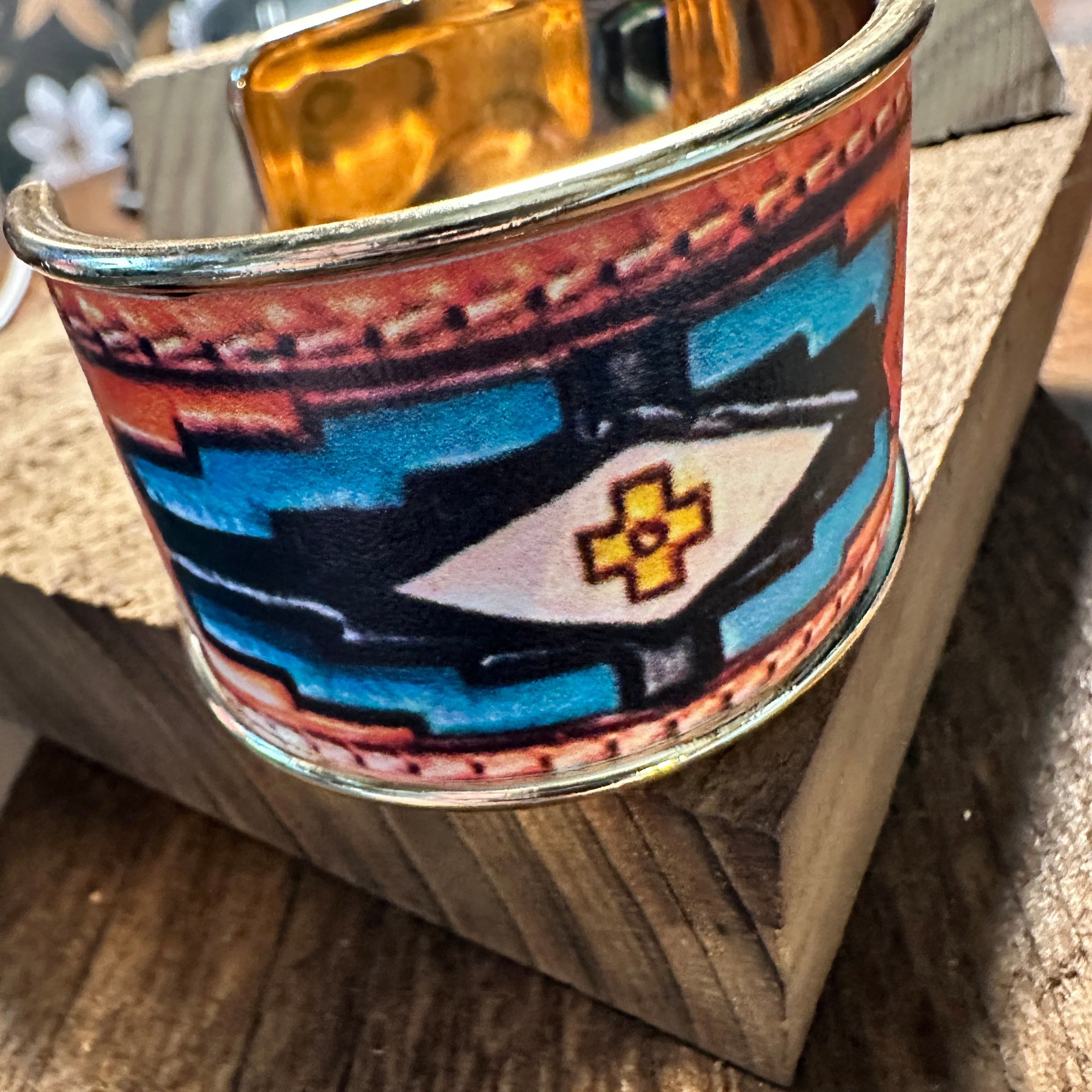 Other Boho Native American Rose Wide Cuff Bangle Bracelet, Floral Size ONE SIZE - 4 Thumbnail