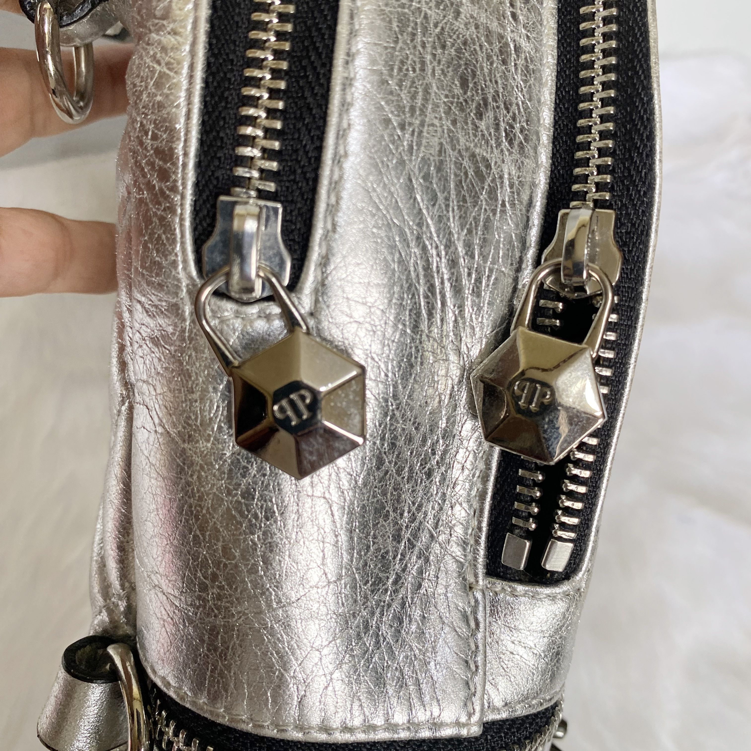 Philipp Plein Mini Cornelia Silver Crystal Studded Skull Leather Backpack Size ONE SIZE - 11 Thumbnail