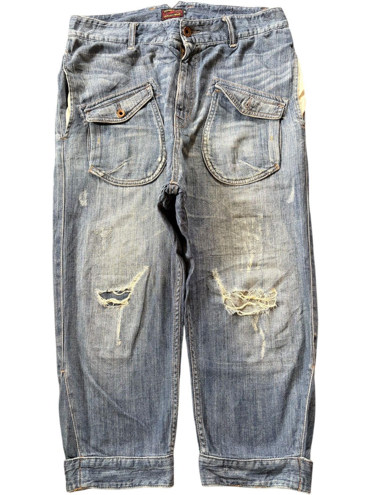 Beauty Beast Vintage Japanese Brand Buckle Back Distress Bush Pant Jeans Size 31" - 1 Thumbnail