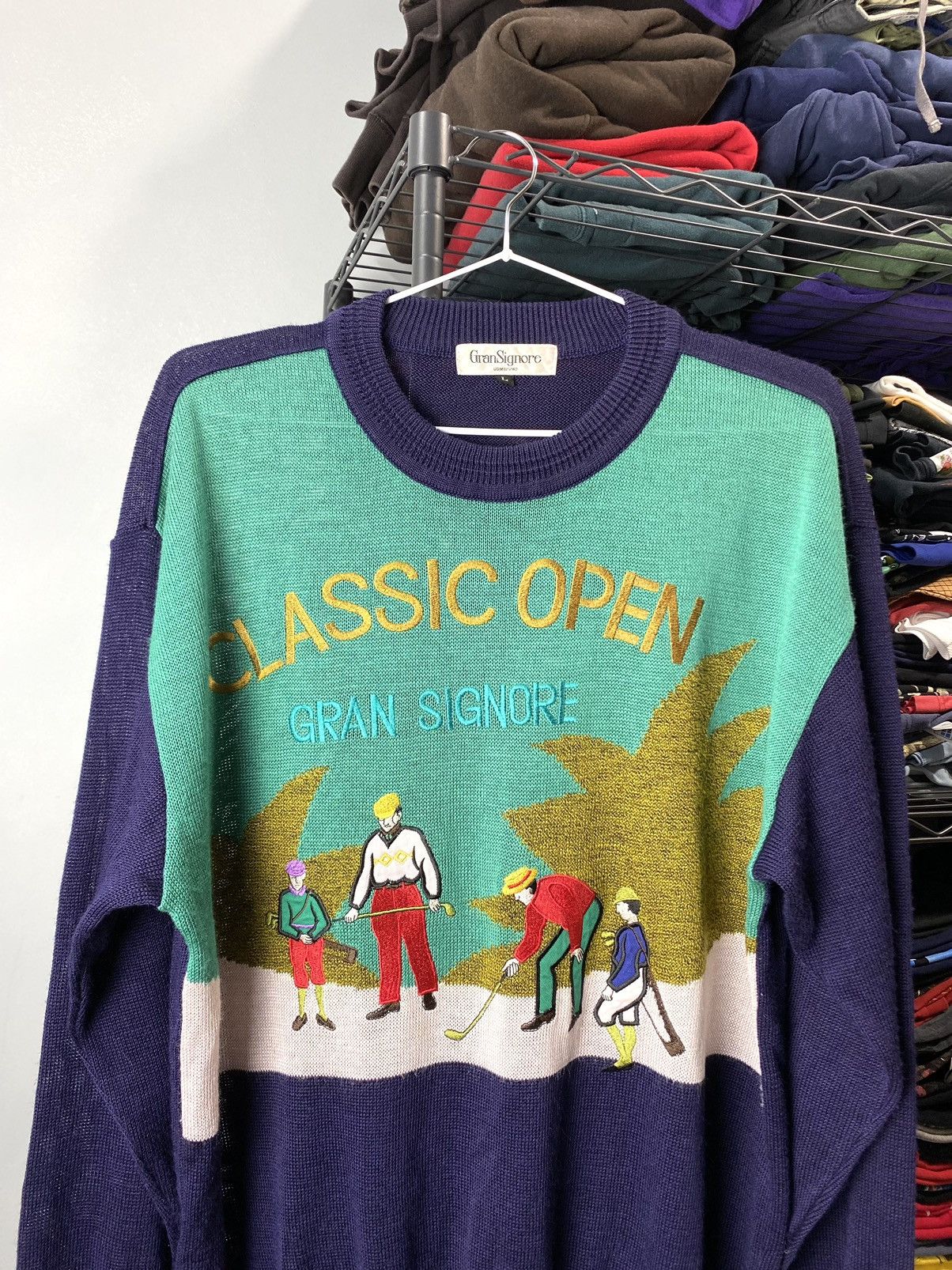 Designer × Japanese Brand Rare! Vintage Golf Players Knit Sweater Japanese Retro Size US L / EU 52-54 / 3 - 2 Thumbnail