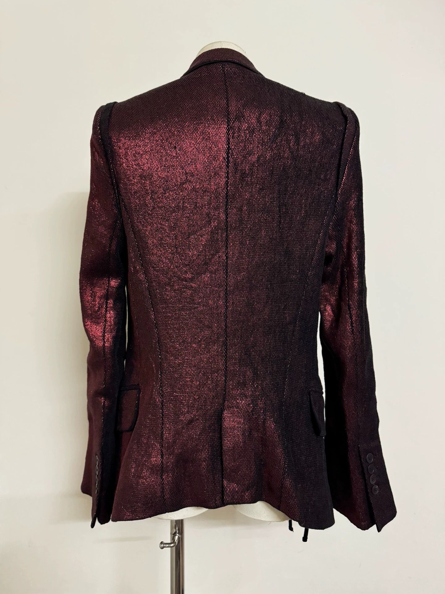 Ann Demeulemeester AnnDemeulemeester Dark Red Ribbon Blazer 38 Shimmer Size XS / US 0-2 / IT 36-38 - 4 Thumbnail