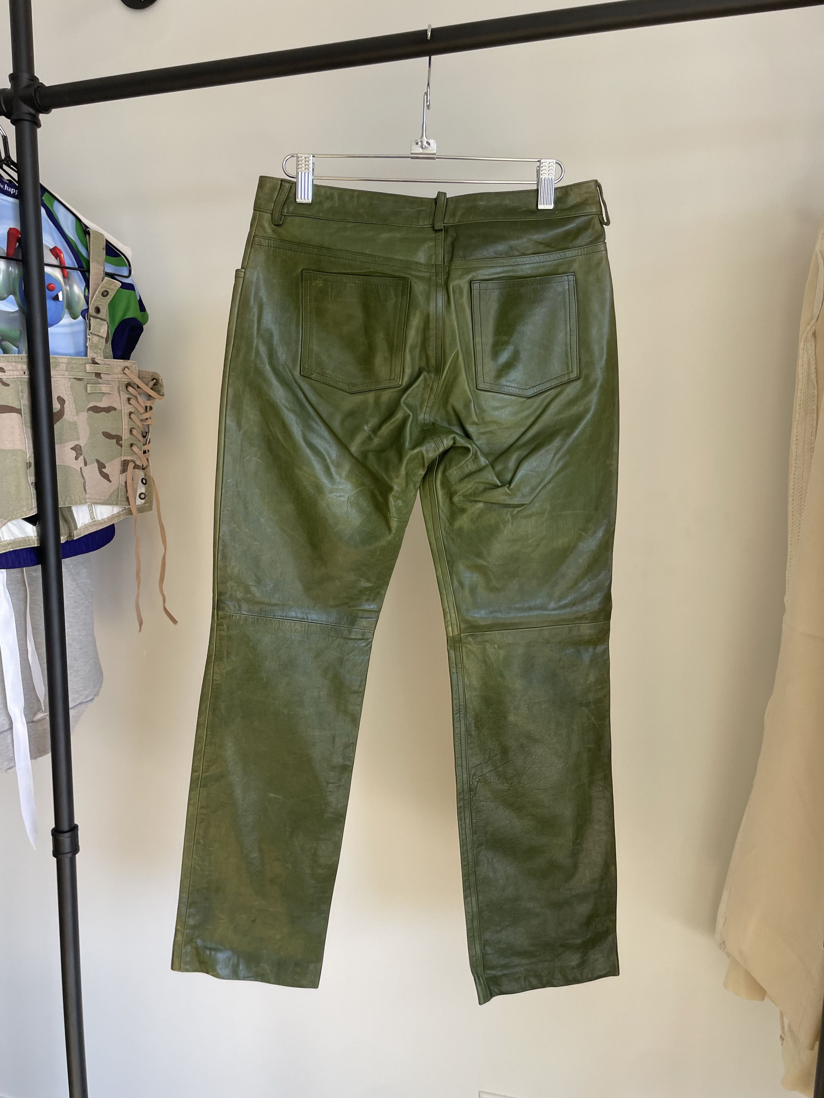 Earl Jeans Earl Jean Green Leather Pants Size 29" - 3 Thumbnail
