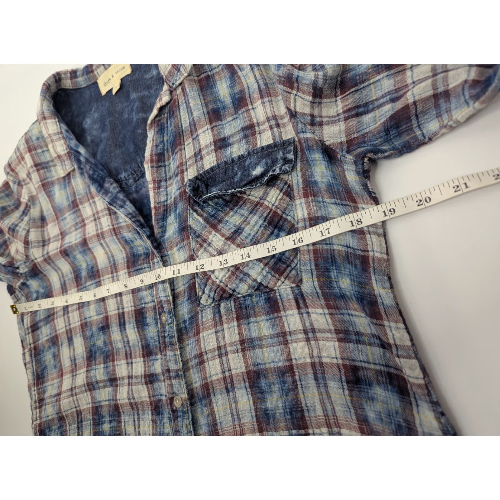 CLOT Cloth & Stone Button Shirt Women's S Plaid Blue White Red Western Casual Sleeve Long Sleeve Knit 100% Cotton Size S / US 4 / IT 40 - 6 Thumbnail