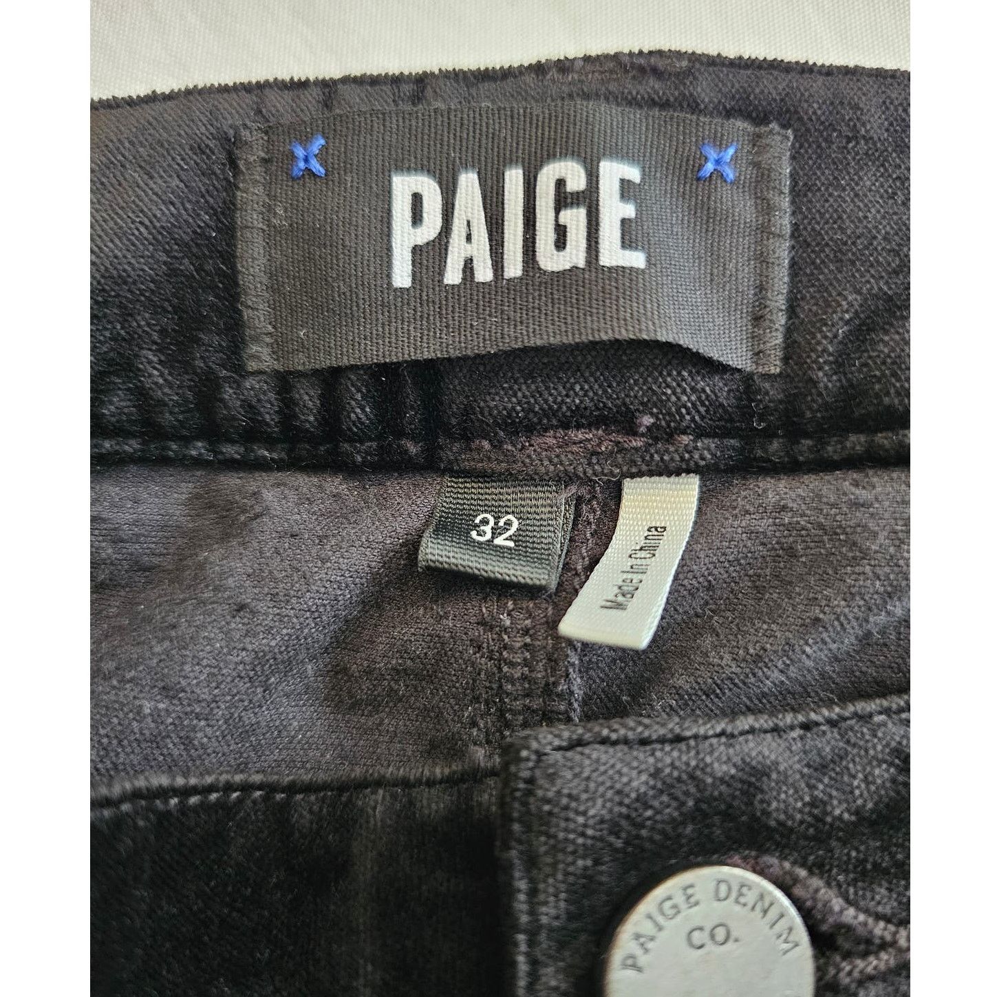 Paige PAIGE Verdugo Ultra Skinny Black Velvet Jeans Pants 32 Size 32" / US 10 / IT 46 - 7 Thumbnail