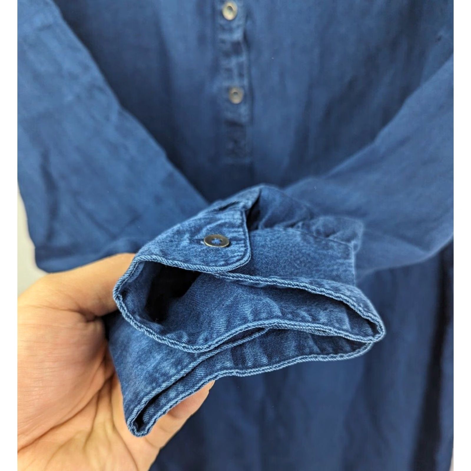 Old Navy NWT Old Navy Shirt Dress Denim Chambray Ruffle Long Sleeve Knee Length Blue M Womens Regular Size 647184 Size M / US 6-8 / IT 42-44 - 3 Thumbnail