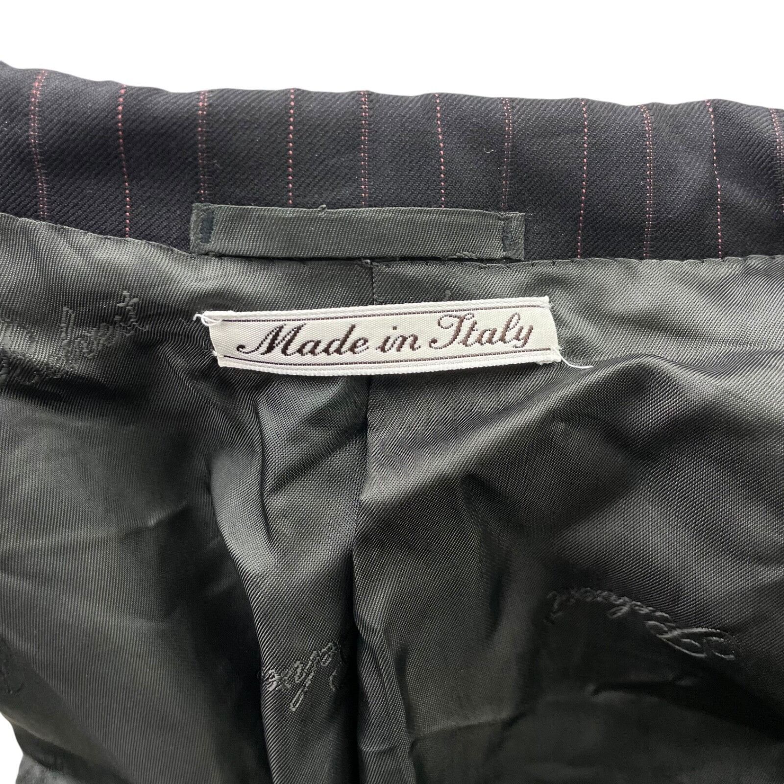 Belvest Belvest Men's 100% Wool 3-Button Suit Black/Pink Stripe • It Size 40S - 7 Thumbnail