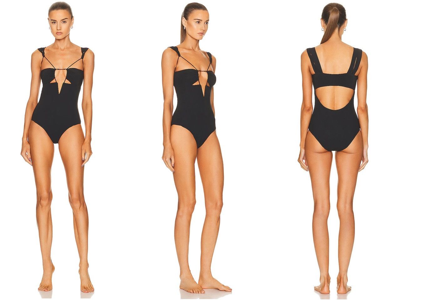 Nensi Dojaka Black Gathered Bra One Piece Swimsuit Size S / US 4 / IT 40 - 1 Thumbnail