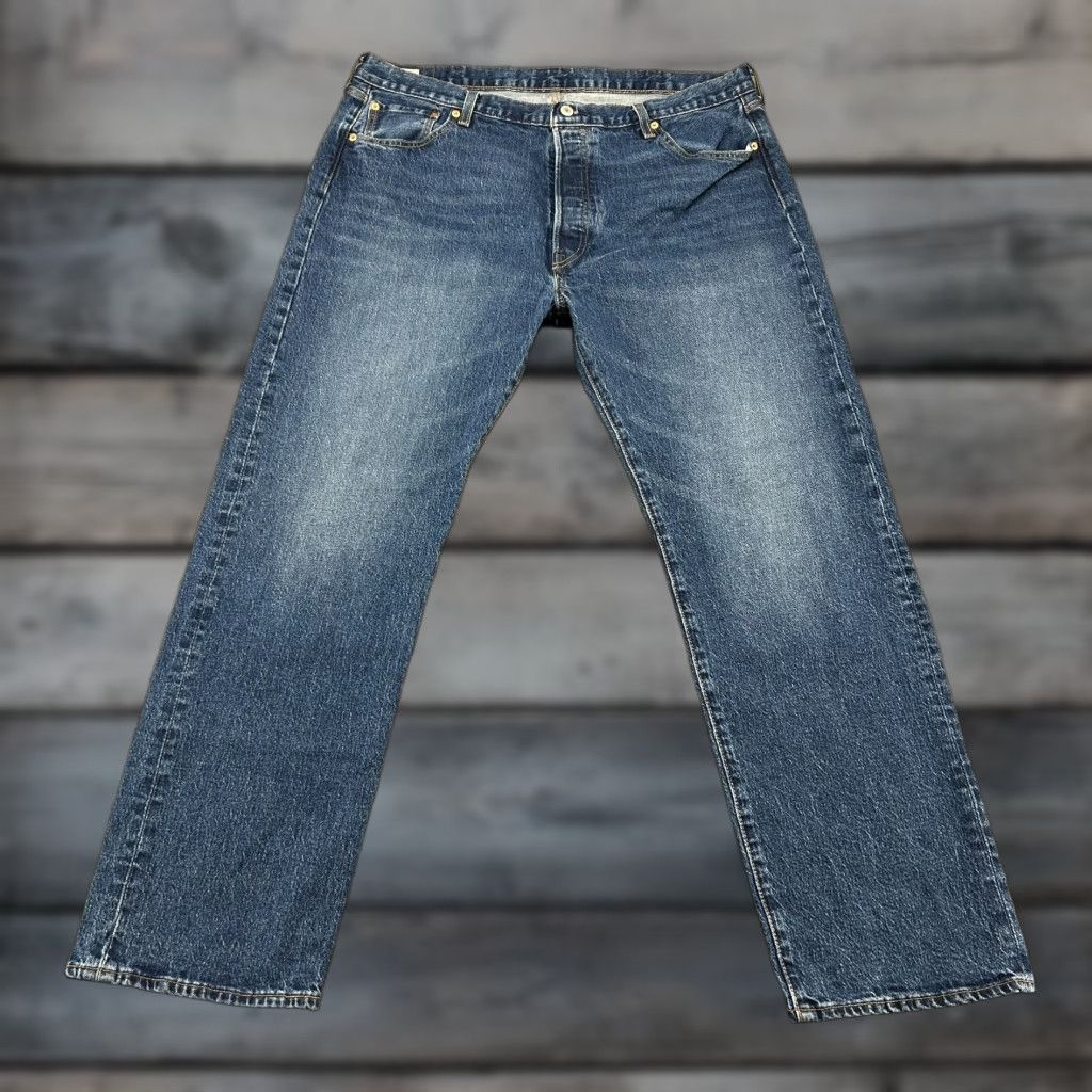 Levi's Levis 501 Jeans Mens 40x32 Blue Dark Wash Denim Premium Stretch Straight Regular Dark Wash Blue Levi's 501 Series Jeans Mens 40 Regular Blue Size US 40 / EU 56 - 1 Thumbnail