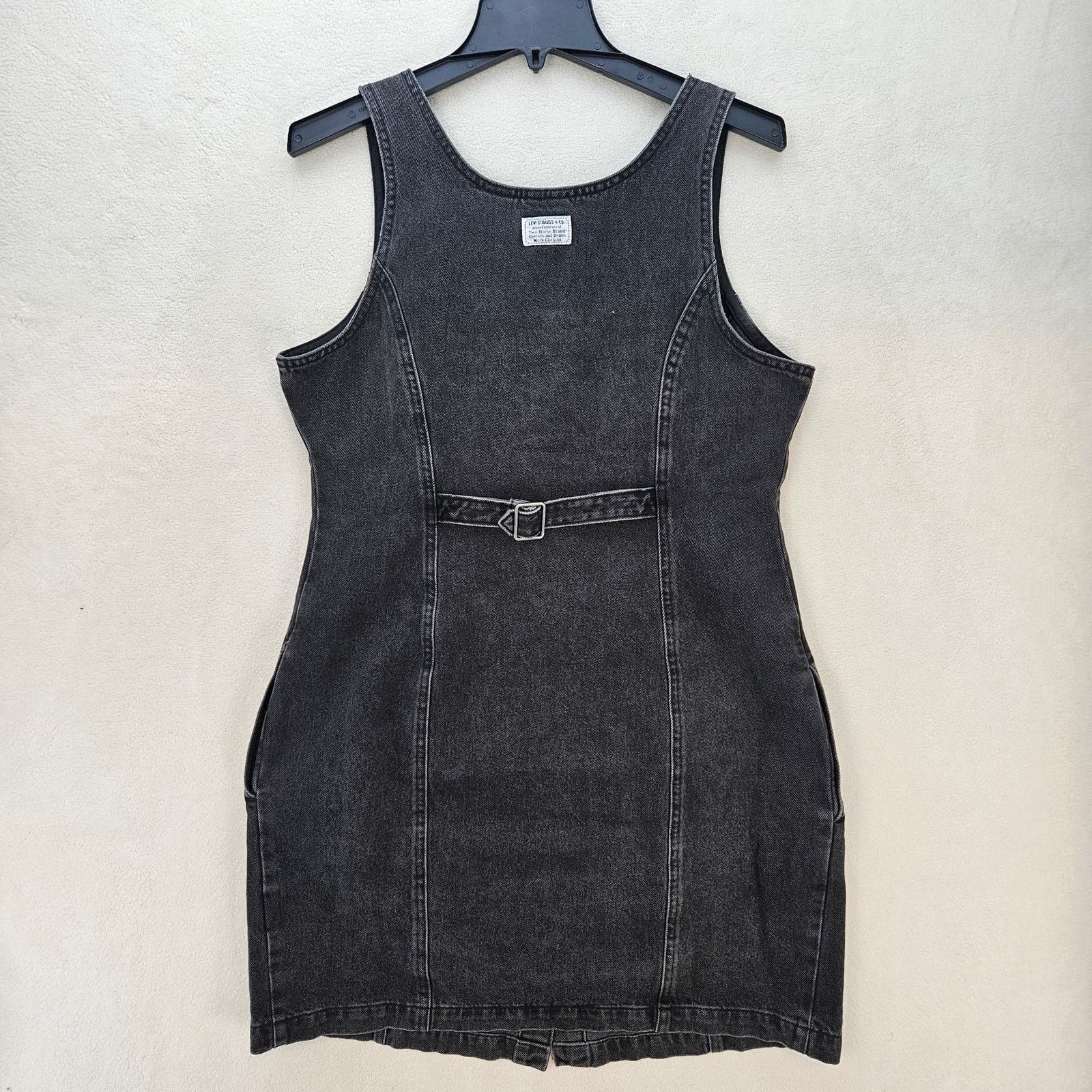 Levi's LEVI'S WOMEN'S LARGE TULI DENIM MINI DRESS BLACK WASH NWT Size L / US 10 / IT 46 - 6 Thumbnail