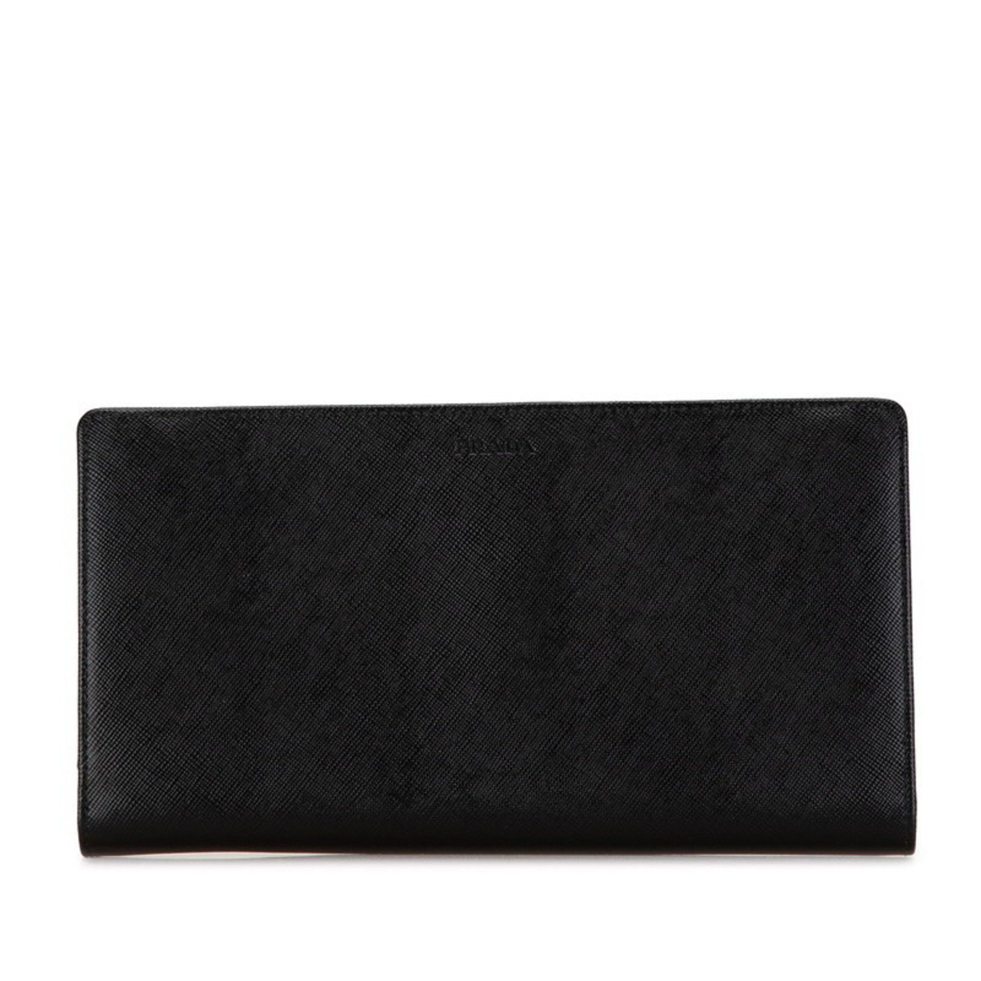 Prada Long Wallet Bag Clutch Black Leather Men's PRADA