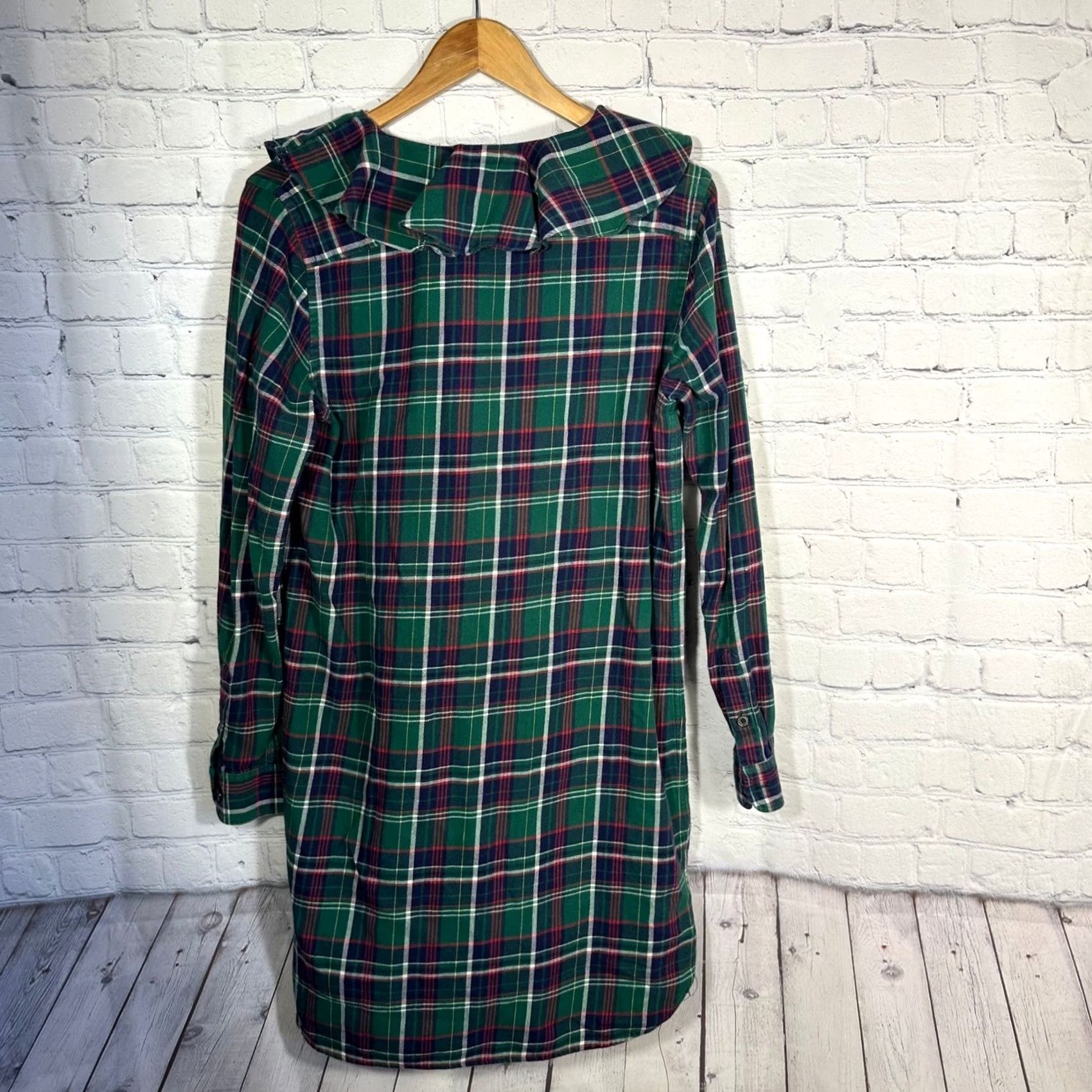 Ralph Lauren Rugby Ralph Lauren Shirt Dress Green Plaid Flannel Ruffle Neck Button Front Long Sleeve Womens L Size L / US 10 / IT 46 - 7 Thumbnail