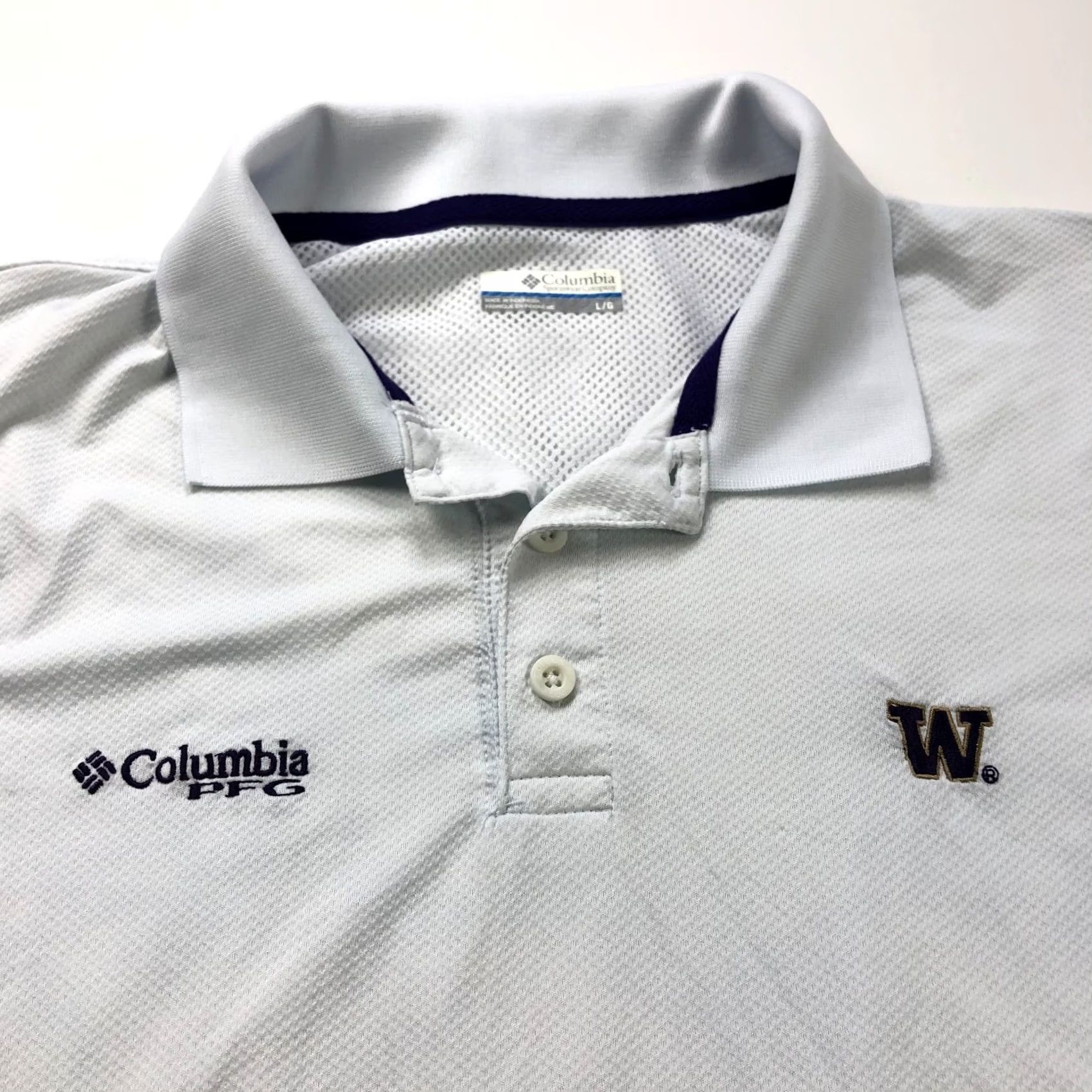 Vintage Columbia PFG Omni Shade LG Vented Short Sleeve Polo Shirt Washington University Size US L / EU 52-54 / 3 - 2 Thumbnail