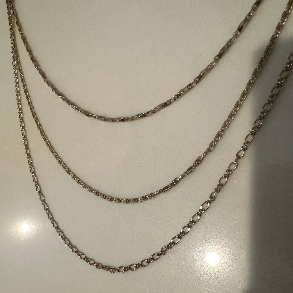 Designer Triple 3 Strand Necklace Celtic Knot Stations Gold Tone Size ONE SIZE - 2 Thumbnail
