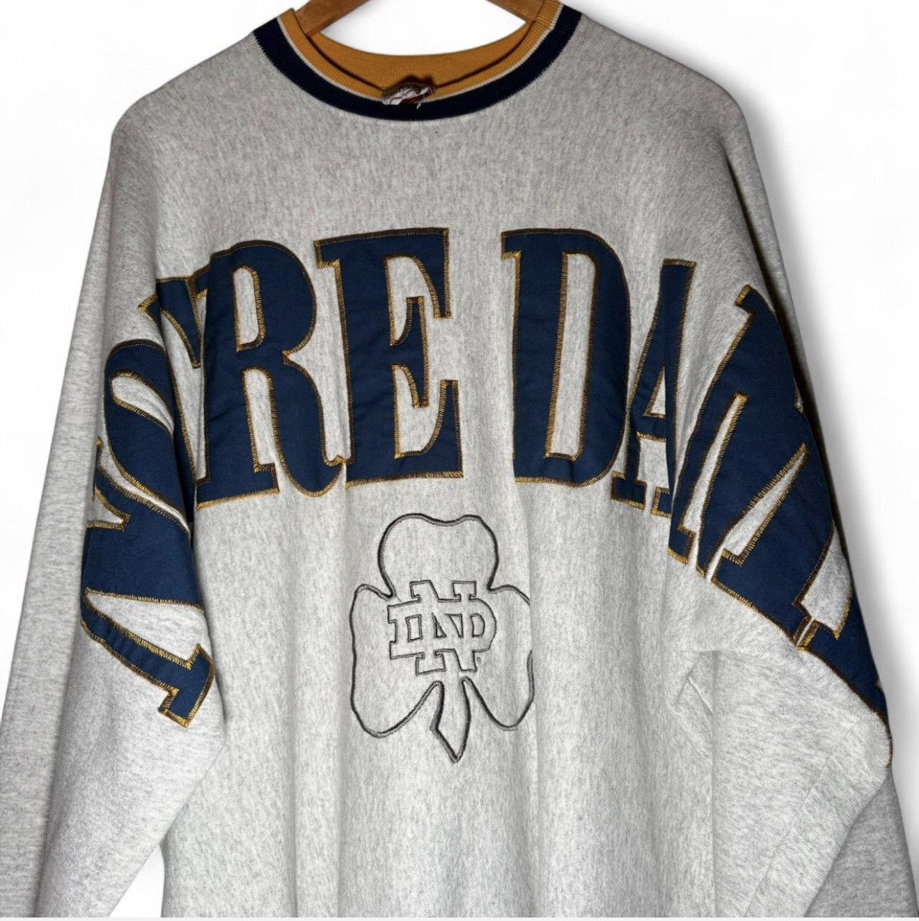 Vintage Vintage Notre Dame Spellout Crewneck Sweater Sz XL Size US XL / EU 56 / 4 - 5 Thumbnail