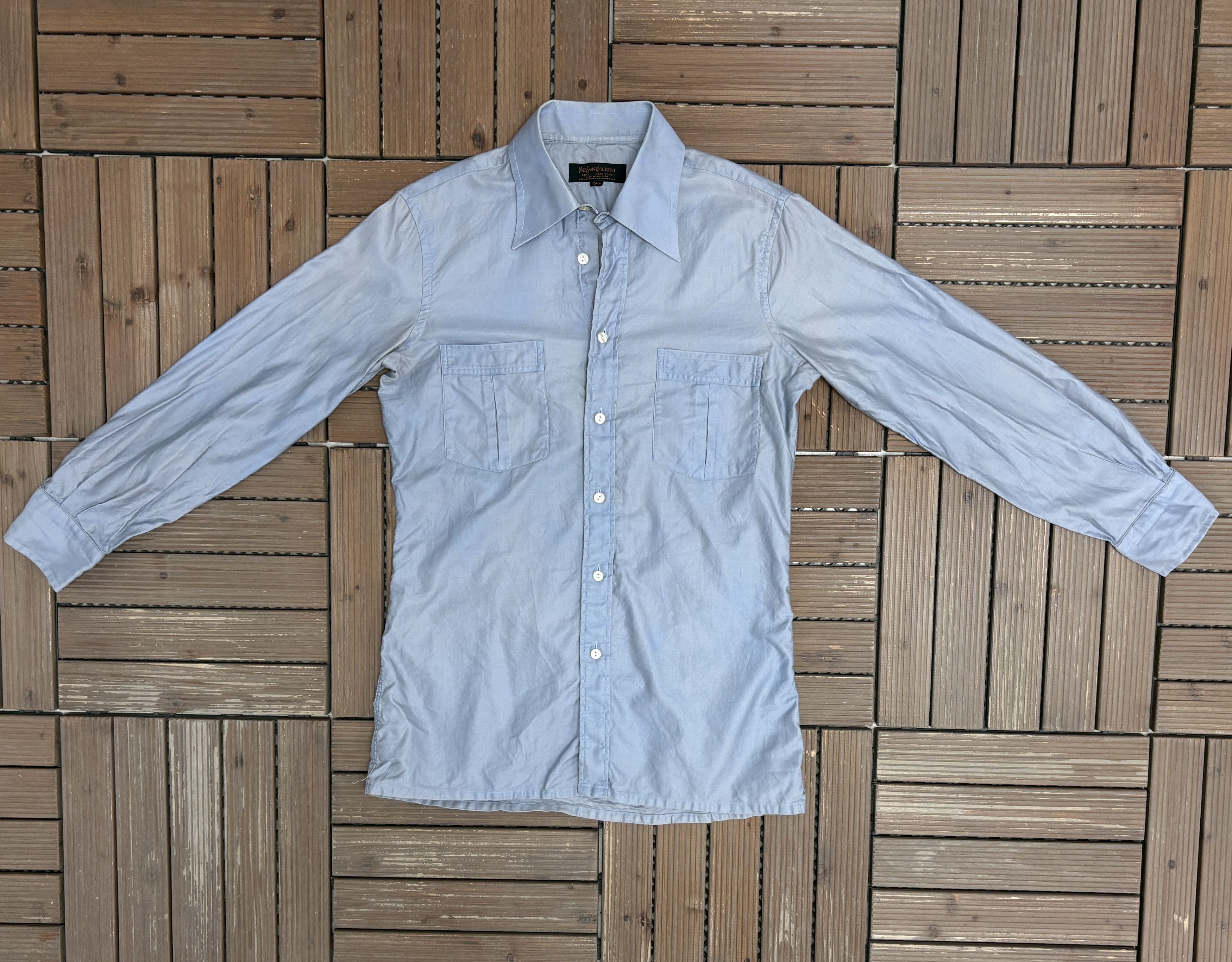 Yves Saint Laurent Yves Saint Laurent Vintage Blue Button Down Shirt Size US M / EU 48-50 / 2 - 5 Thumbnail