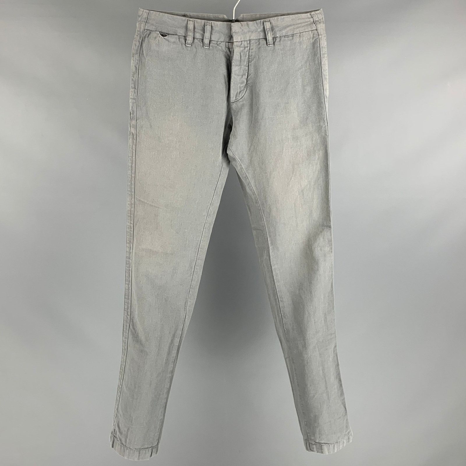 Diesel DIESEL Size 28 Grey Cotton Linen Button Fly Casual Pants Size US 28 / EU 44 - 2 Thumbnail
