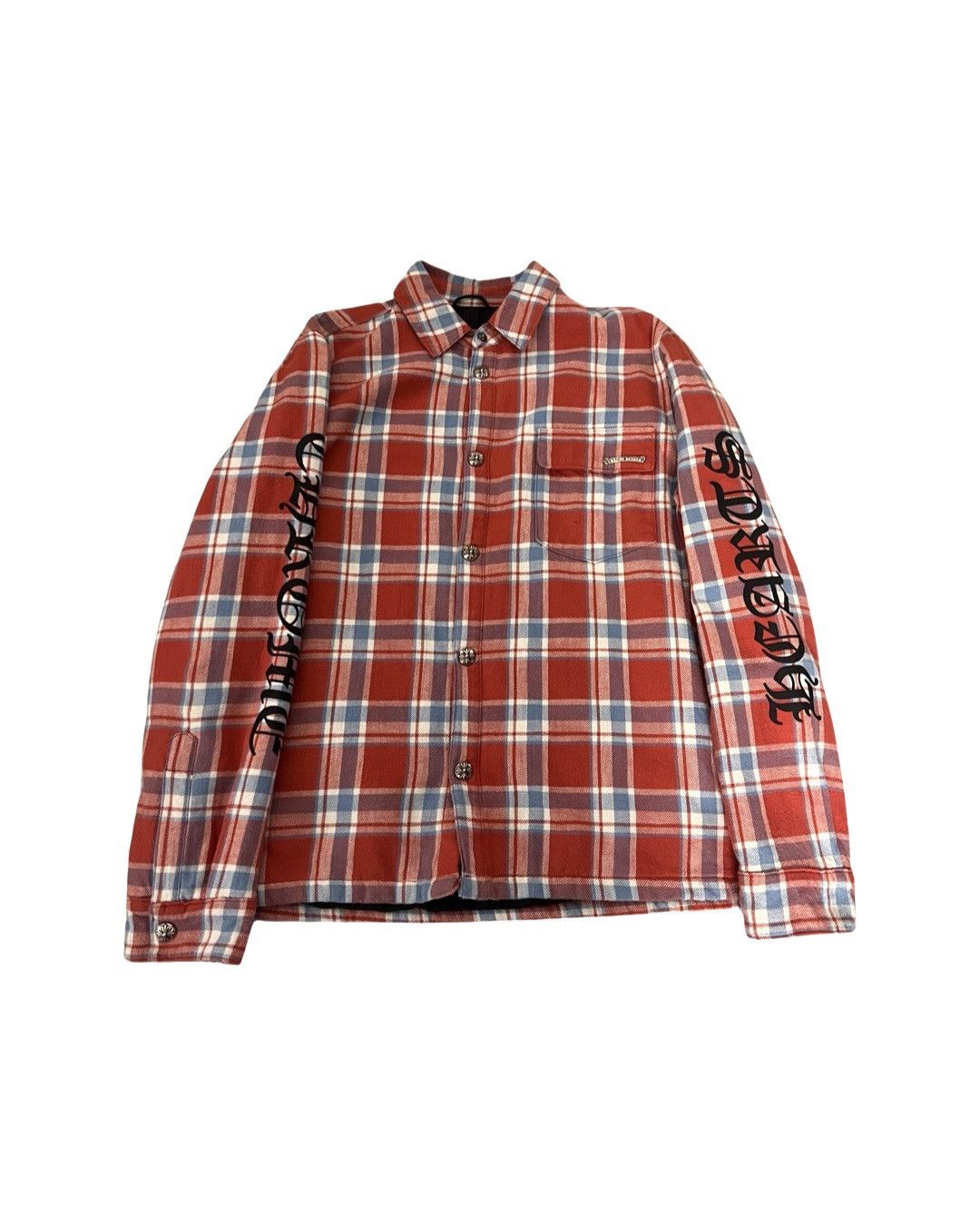 Chrome Hearts Red Lined plaid checkered flannel jacket Size US L / EU 52-54 / 3 - 1 Thumbnail