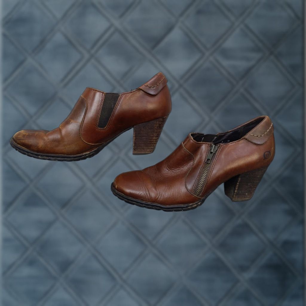 Born Born Womens Bootie Leather Ankle Zip Comfort Brown 8 US 39 UK 6 EU 39 Casual Fall Womens Shoes W82E01 Size US 8 / IT 38 - 1 Thumbnail