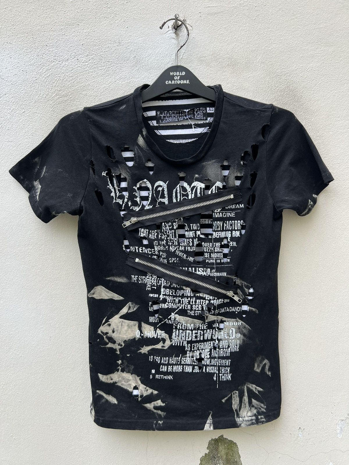 Japanese Brand H. Anarchism For Plus H. Naoto Rips Distress Bondage t Shirt Size US XS / EU 42 / 0 - 5 Thumbnail