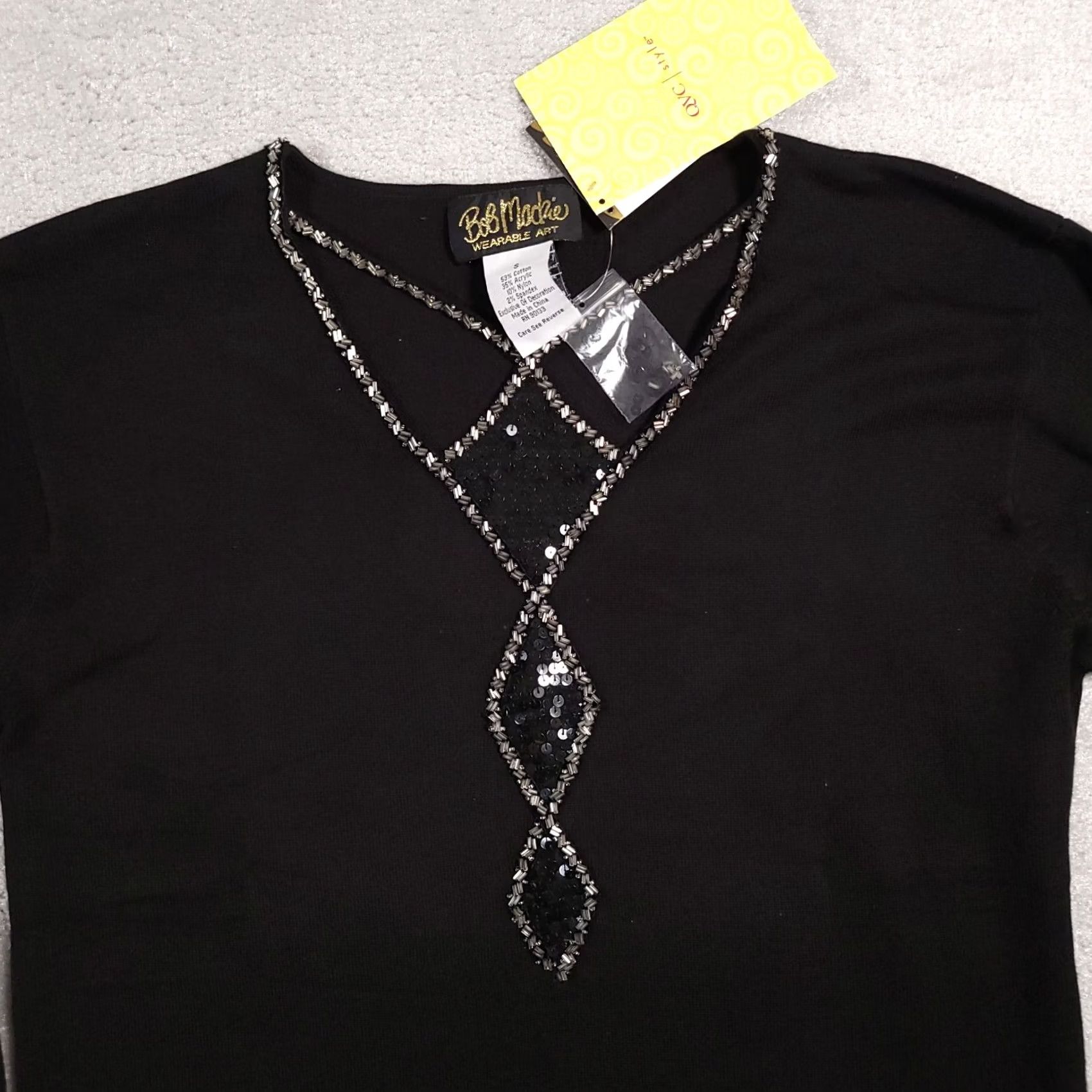 Bob Mackie Bob Mackie Beaded Knit Wearable Art Sweater Women's Small Black Long Sleeve Size S / US 4 / IT 40 - 3 Thumbnail